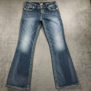 Silver Jeans Suki Bootcut Jeans Women 31x32 Blue Denim Thick Stitch Distressed